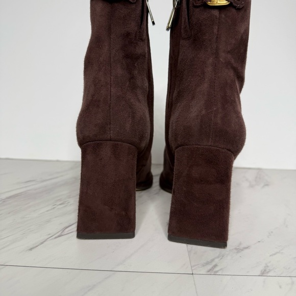 Sam Edelman Irie Brown Suede Square Toe Heeled Bootie 6 1/2 M - Picture 4 of 15